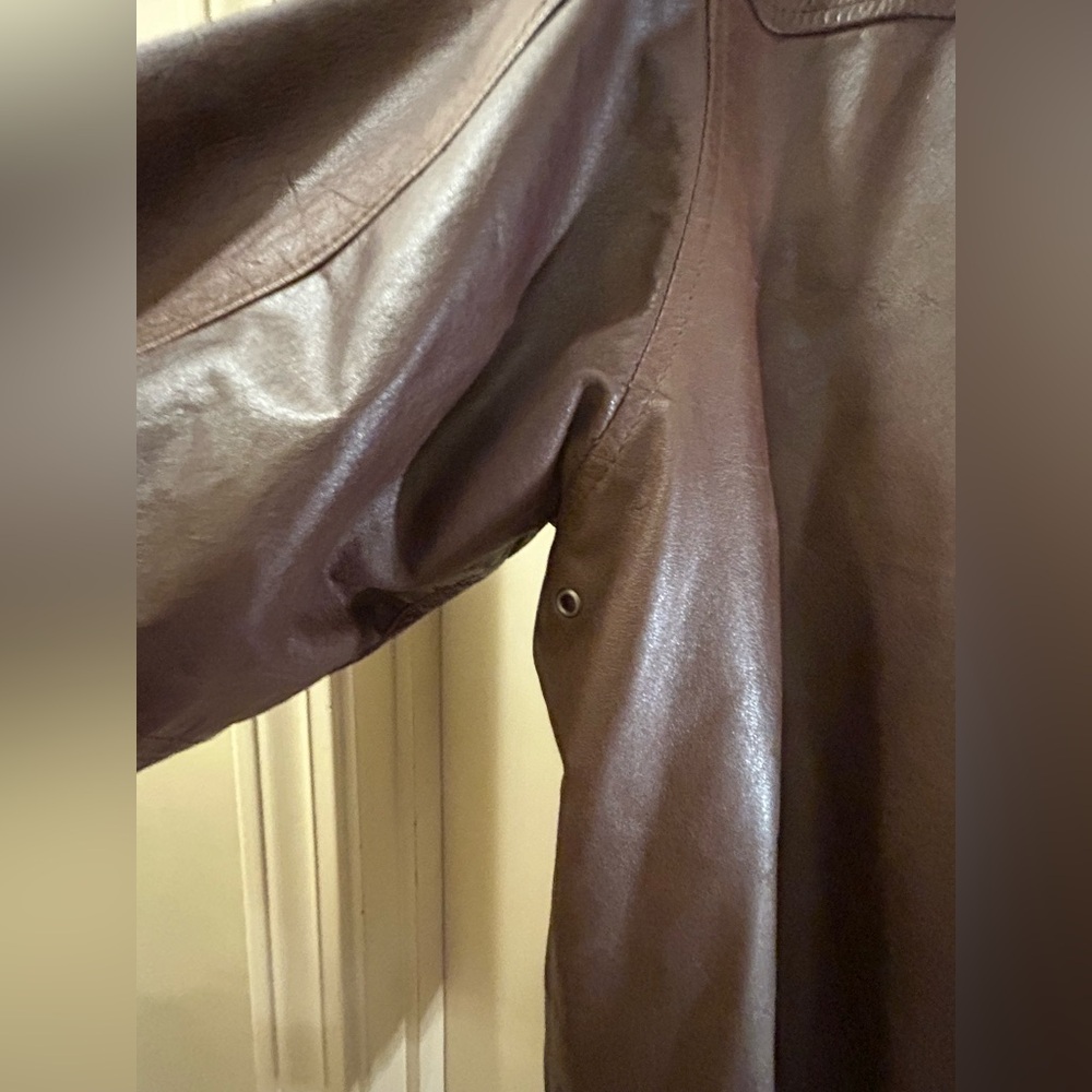 Repertoire Vintage Brown Leather Bomber Jacket - Picture 16 of 16